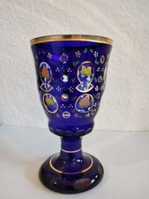 Prunkkelch, Glas,Biedermeier ? Böhmen, ca 16 cm hoch, Überfangglas , geschliffen