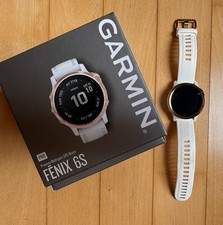 Garmin Fenix 6S Pro GPS-Laufuhr Weiß/Roségold-Edelstahl. weißes Silikonarmband  