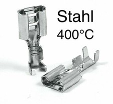 25x 6,3 STAHL Kabelschuhe Flachstecker Crimp Ofen Pizzaofen Herd  400°C 1-2,5mm²