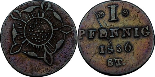 Lippe detmold pfennig - lippe, 1836