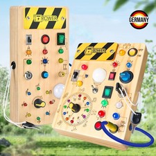 Busy Board Montessori Holzspielzeug Activity Board Lichtschalter mit LED Licht