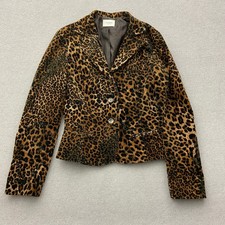 Motivi Jacke Blazer Damen 36 S Braun Leoparden Muster Animal Print Baumwolle