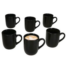 6x Panther Kaffeebecher 340ml H10,3cm schwarz Steingut-Tassen 6 Personen Tee