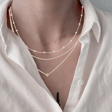 Perlenkette imitat wunderschön verarbeitet Schlüsselbein Kette Accessoire