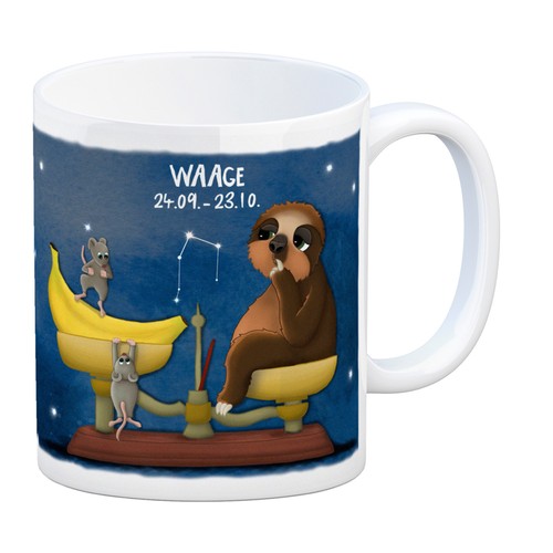 Kaffeebecher mit faultier - kaffeebecher,