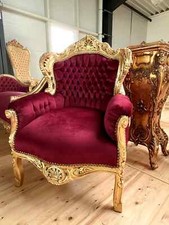 Armchair Velvet Red French
