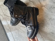 Zara Biker Boots Damen Schwarz