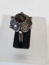 Jugendstil 800er Silber Ring runder  Granat Trachtenschmuck Antikschmuck