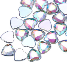 100 Acryl Herz Strass 8mm flach Kunststoff Glitzersteine für Basteln Schmuck