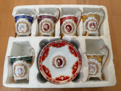 Vintage prunk mokkatassen set - vintage,