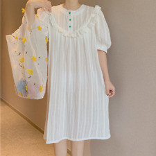 Damen Baumwolle Lolita Nachthemd Abendkleid Kurz Kleid Mittelalter Prinzessin