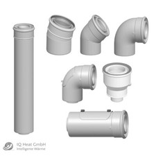 WOLF Abgasrohr Luft-Abgasrohr DN 80/125 konzentrisch Rohr Revision T-Stück Bogen