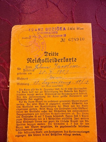 Reichskleiderkarte wien - ,