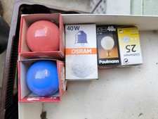 Glühlampe, bunte Glühbirnen E27 und E14. Blau Rot u. weiss. Osram, Lichterkette 