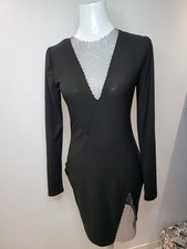 Schwarzes Damen Kleid Glitzer Strass Gr M New Yorker Party Silvester Top Neu!