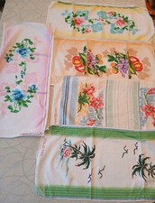 5 chinesische Handtücher - Blumen Obst Palmenmuster - ca. 74 x 34 cm - DDR