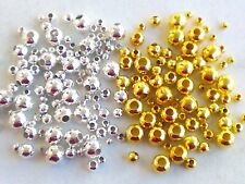 100 Zwischenperlen Spacer 2-5 mm Größen Mix Metall Perlen Kugel rund Basteln