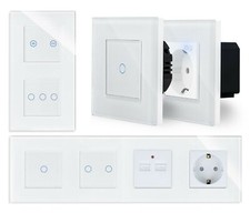 Touch Lichtschalter Steckdosen Wechselschalter Dimmer USB UP Glas LUXUS-TIME