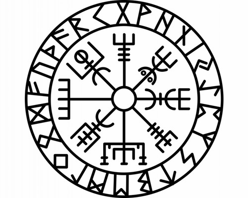 Wandtattoo vegvisir mit runen - vegvisir,