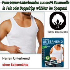 6er PACK He Achselhemd Unterhemd Tanktop weiß Fein o.Doppelripp 100% Baumwolle