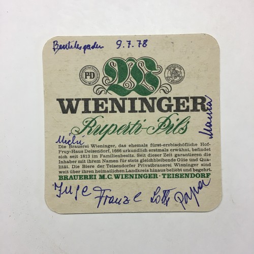 Bierdeckel wieninger - bierdeckel, "wieninger"