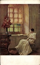 Künstler Ak Lorieux, Musing, Frau am Fenster - 4317949