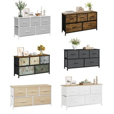 WOLTU Kommode mit 5 Stoff Schubladen Kommodenschrank Sideboard für Wohnzimmer
