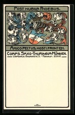Künstler-AK München, Studentenwappen Post Nubila Phoebus, Corps Saxo-Thuringia- 