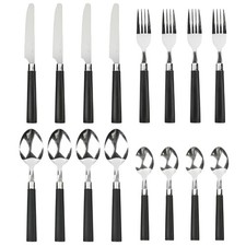 Besteckset 16 tlg Edelstahl Schwarz Tafelbesteck Essbesteck Messer Gabel Löffel