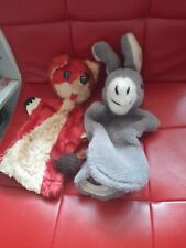 2 alte Hand Puppen aus Stoff Puppentheater seltene Handpuppen