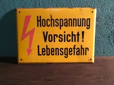 Altes Emailschild 30x21cm Emaille „Hochspannung Vorsicht! Lebensgefahr“