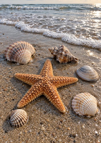 Seestern muscheln wandbild - seestern,