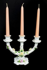Porzellan Kerzenleuchter 3 armig mit Rosen Top Zustand antik