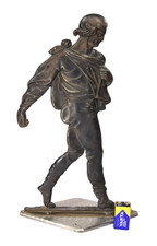 antike ART DECO SKULPTUR Bauer Aussaat Feldarbeit Arbeiter Figur um 1930 Eisen