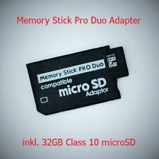 Memory Stick Pro Duo Adapter inkl. 32GB Class 10 microSD Karte für SONY Geräte
