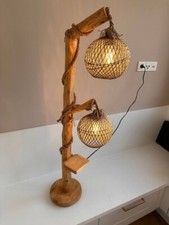 Vintage Lampe Stehlampe Massiv Echtholz Natur Unikat Handmade, Höhe: 120cm