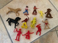 Cowboy + Indianer Spielzeugfiguren, Vintage, 12 Stück, Plasty, Collonil