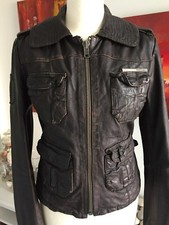 SUPERDRY Lederjacke Bikerjacke braun Gr. M 38