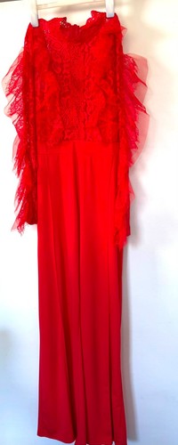Jumpsuit overall rot spitze - jumpsuit,