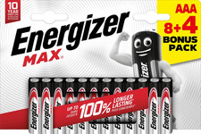 Energizer Max AAA Alkalibatterien 8+4 12 Batterien