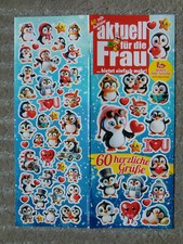 1 gr. Aufkleber-Bogen 60 herzliche Grüße Pinguin Liebe Tiere von Zeitschrift