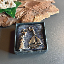 2 Anhänger Segelboot & Leuchtturm Schmuck Bettelarmband Tasche Karabiner (61)