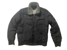 TOMMY HILFIGER Herren Coole Bomberjacke Schwarz Winterjacke mit Fellkragen Gr.M