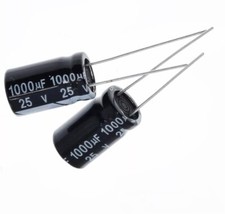 2x Elko radial 1000µF ( 1000uF ) 25V 105°C, Elektrolytkondensator