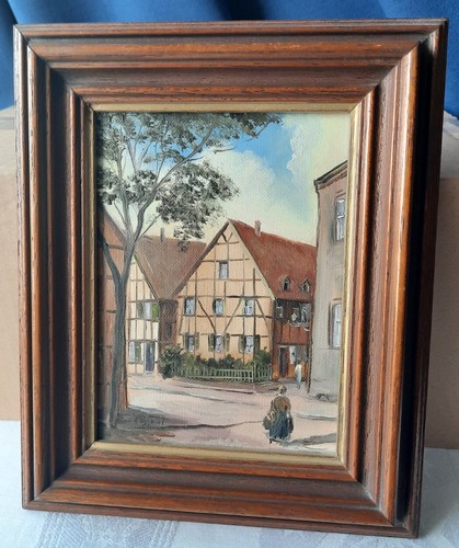ölgemälde fachwerkhaus - fachwerkhaus, in