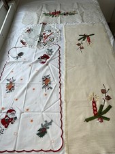 4x Weihnachtstischdeckchen KONVOLUT u. a. DDR Motive Wachstuch läufer