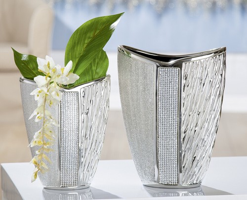 Vase sparkling keramik silber - vase,