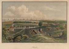 Berlin Gesamtansicht Original kolorierter Stahlstich Payne 1850