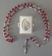 Rosenkranz rot schimmernde Perlen mit Schatulle Engel Verarbeitung So 26