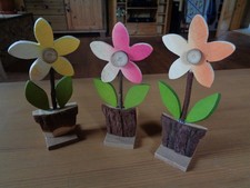 Blumen Holzblumen Deko 3er-Set